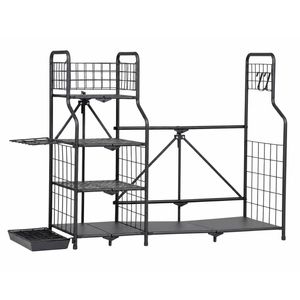 Advwin Golf Bag Storage Rack, Foldable Golf Club Organiser for 2 Bags Black