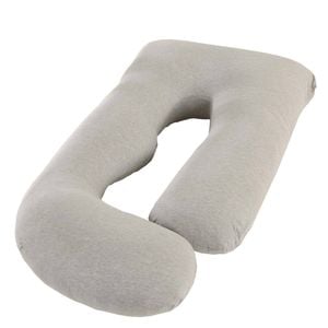 Ufurniture J Shaped Maternity Pregnancy Pillow Full Body Support Light Grey