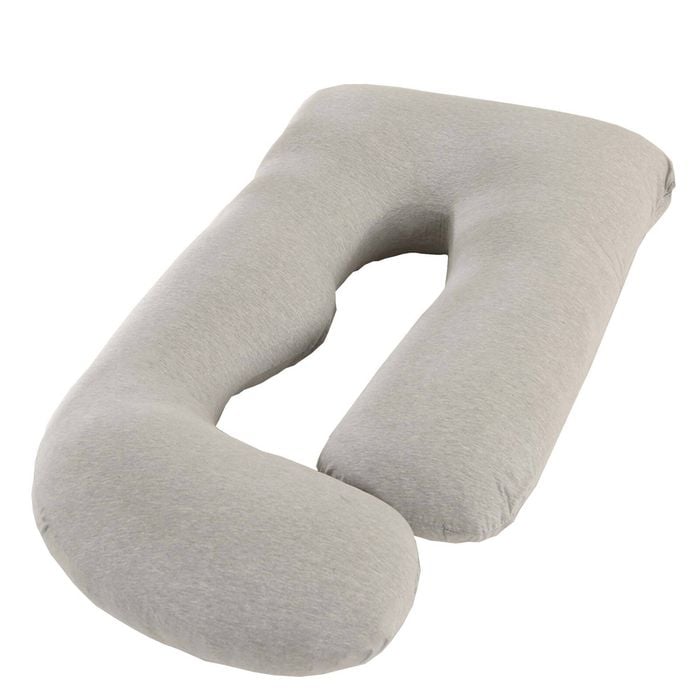 Ufurniture J Shaped Maternity Pregnancy Pillow Full Body Support Light Grey