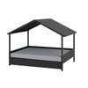 Costway Wicker Dog House Elevated Rattan Pet Bed Canopy Cushion Grey