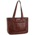 Pierre Cardin Womens Leather Stud Detail Tote Bag in Cognac