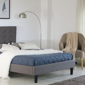 Istyle Alexis Button King Single Bed Frame Fabric Grey