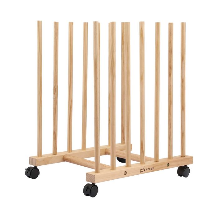 Artiss Wooden Art Drying & Canvas Storage Rack with Caster Wheels