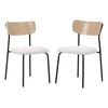 Oikiture 2pcs Dining Chairs Kitchen Chair Padded Lounge Seat Sherpa White