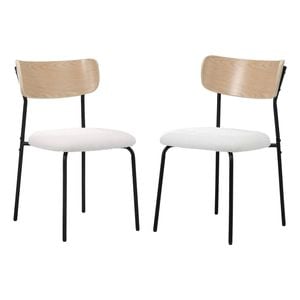 Oikiture 2pcs Dining Chairs Kitchen Chair Padded Lounge Seat Sherpa White