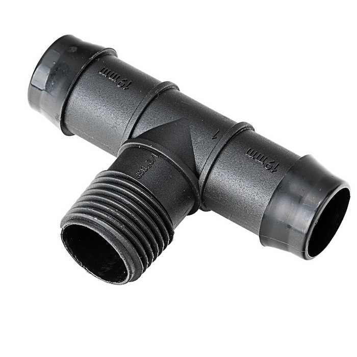 K-Rain 19mm Barbed Tee × 15mm BSP Male - 10 Pack