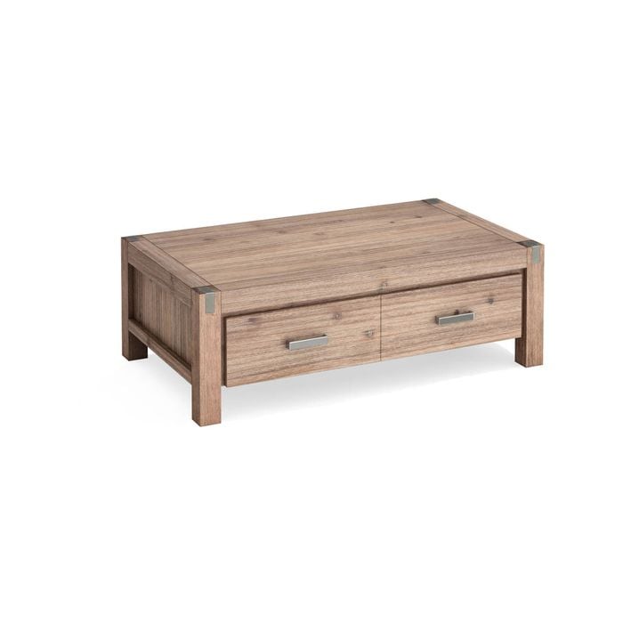 Coffee Table Solid Acacia Wood & Veneer 1 Drawer Storage Oak Colour