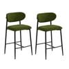 Oikiture 2x Bar Stools Kitchen Stool Counter Chair Boucle Green