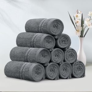 LINENOVA 10 Pack Cotton Face Towels-Charcoal