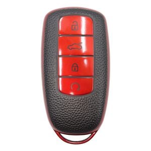 Key Zone Replacement Car Key Sleeve to suit Chery Omoda 5 - Leather Like Black/Red