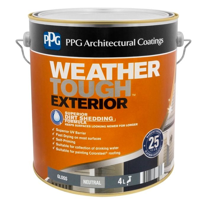 PPG Paints 4L Neutral Gloss Weather Tough Exterior Paint - 4L