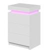 Ufurniture Bed Side Table LED RGB 3 Drawers Nightstand With Lift Up Storage Cabinet White