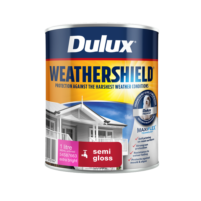 Dulux 1L Exterior Paint Weathershield Semi Gloss Extra Bright
