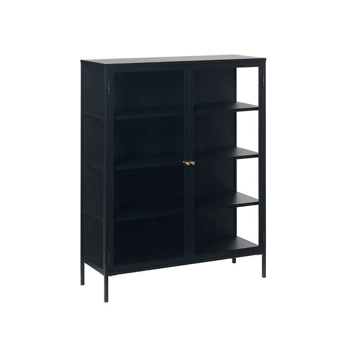 Modern Furniture CARMEL 110x140cm 2 Door Glass Display Cabinet - Black