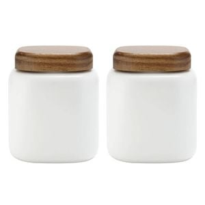 2x Ladelle Essentials 750ml Canister Porcelain Organiser Container w/Lid WHT