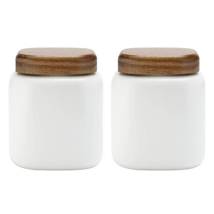 2x Ladelle Essentials 750ml Canister Porcelain Organiser Container w/Lid WHT