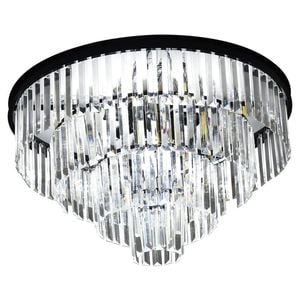 Eli & Co. Lighting Brionne Crystal Tiered Flush Mount Chandelier 60cm Ceiling Light- Black