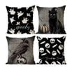 Catzon 4 Pcs Scary Throw Pillow Covers Linen Cushion Case for Decor 45X45cm