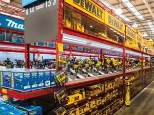 Makita and DeWALT power tools in Bunnings Warehouse aisles inside their revamped Tool Shop set-up