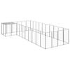 vidaXL Dog Kennel Silver 13.31 m² Steel Outdoor Puppy Enclosure Dog Cage House