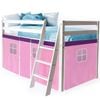 Kingston Slumber Wooden Kids Single Loft Bed Frame - Hiding Space Underneath with Interchangeable Curtains