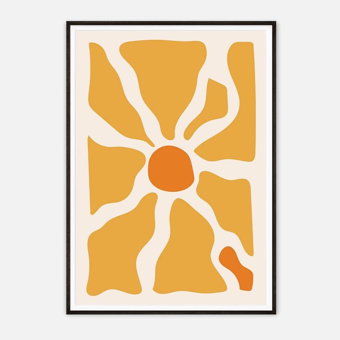 Galrie Vibrant Abstract Sunburst Geometric Art Print for Modern Home Decor, Black Frame, 50 x 70cm (20 x 28inch)