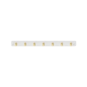 MODE 7 Brushed Brass Hooks on White Board Key Rack