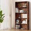 Homfurn 5-tier Bookshelf – 6 Adjustable Shelves, Walnut Finish, Anti-tip Kit, 10kg Per Shelf