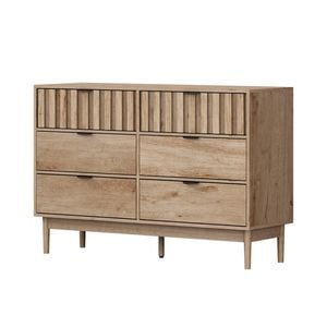 Oikiture 6 Chest Of Drawers Organizer Dresser Storage Cabinet Lowboy Natural