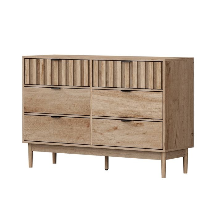 Oikiture 6 Chest Of Drawers Organizer Dresser Storage Cabinet Lowboy Natural