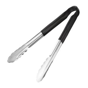 Hygiplas Serving Tongs Colour Coded Range Black 300mm Commercial Kitchen Utensil