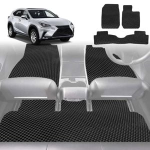 6D Diamond Car Floor Mats for Lexus NX 2014-2021-Full Set-Black-Outback GT