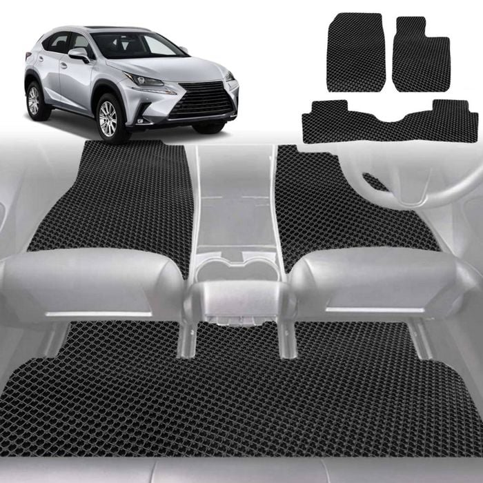6D Diamond Car Floor Mats for Lexus NX 2014-2021-Full Set-Black-Outback GT