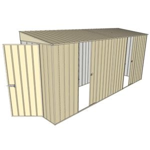 Build-A-Shed 1.2 x 4.5 x 2.0m Skillion Dual Single Sliding Side Doors Shed - Cream