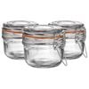 Argon Tableware Glass Storage Jars - 125ml/4.2oz - Set Of 3 - 4 Colour Seals Airtight Kitchen Storage Container Preserving Jar