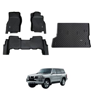 AUSGO Floor Mats & Boot Liner Set for Nissan Patrol GU Y61 1997-2015 Car Floor Liners Cargo Mat