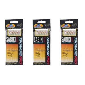 3x Tsunami 6 Red Hook Sabiki Rig - TS68G Hage Green Head Flash and Beads Size 6