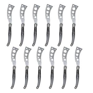 12pc Laguiole Etiquette Stainless Steel Soft Cheese Knife Set 21.5cm Marble Grey