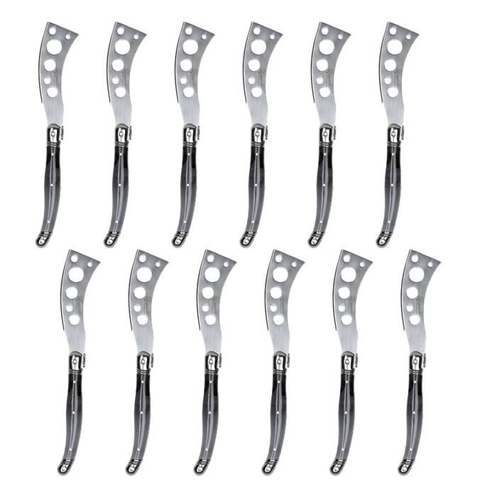 12pc Laguiole Etiquette Stainless Steel Soft Cheese Knife Set 21.5cm Marble Grey