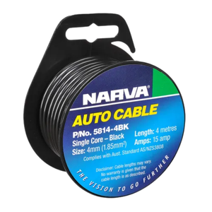 Narva 15A 4mm Black Single Core Cable - 4m