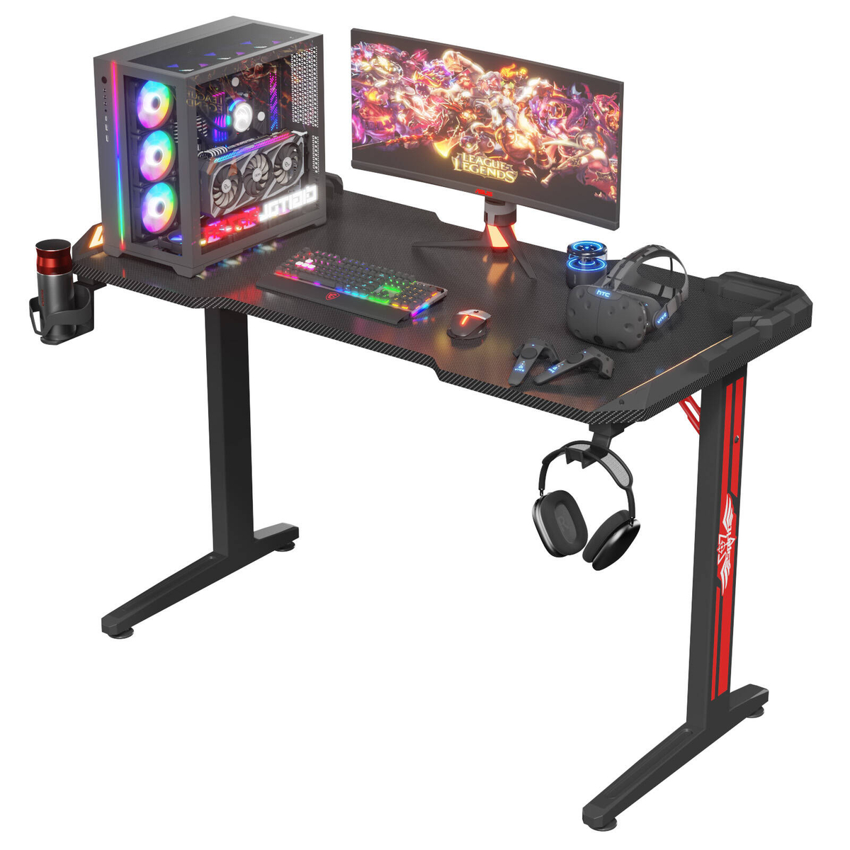Advwin Gaming Desk 120cm with RGB LED Light Computer Desk - Bunnings ...