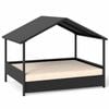 Costway Wicker Dog House Elevated Rattan Pet Bed Canopy Cushion Beige