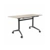Olg Modulus Flip Table Black And Silver Frame Nordic Maple Top L1800mm X W900mm