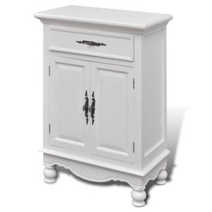 vidaXL Wooden Cabinet with 2 Doors 1 Drawer White Timber Storage Cupboard