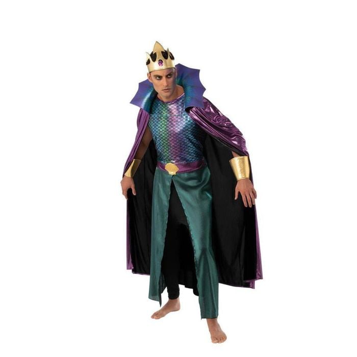 King Neptune Halloween Costume with Cape, Headpiece and Gauntlets for Adult, Standard
