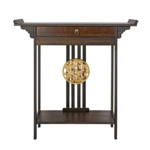 P&P Brown Bamboo Console Table with Drawer and Shelf