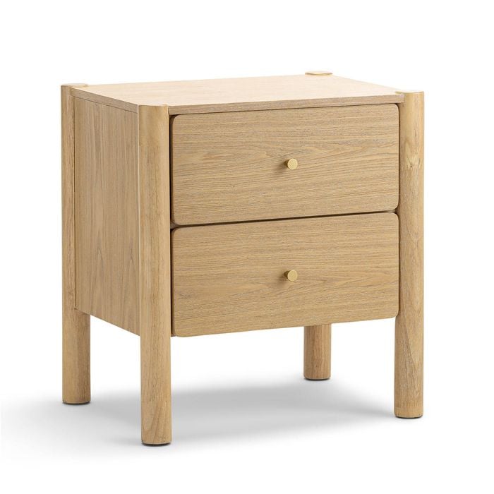 Levi 56cm Natural Ash 2 Drawer Bedside Table