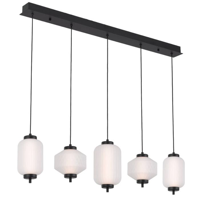 Telbix Torso Modern Pendant Hanging Lamp Light Metal Glass Black Matte