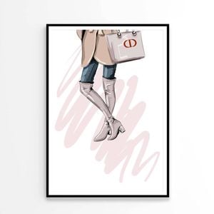 Elegant Pink Boots with Modern Handbag   Print 100% Australian Made 60 x 90cm   (Poster)