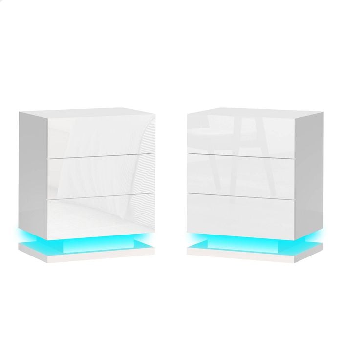 ALFORDSON 2x LED Bedside Table White